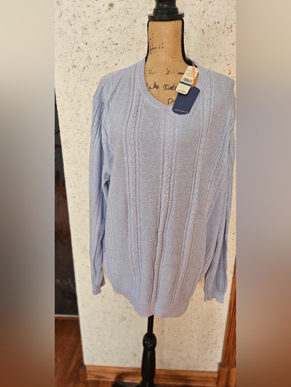 Brand New With Tag. Tommy Bahama Light Blue Cable Knit Man Sweater